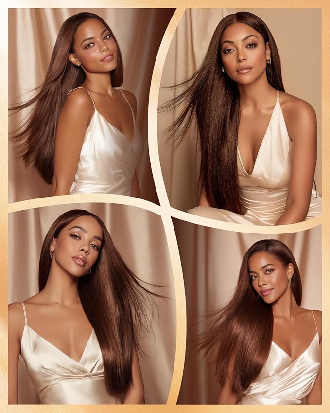 Arabella 13x6 Chocolate Brown Glueless Wigs Human Hair Pre Plucked Pre Cut 13x6 Ear to Ear Full HD Lace Front Wigs Human Hair 210% Density 4# Brown Straight Wig Drawstring Wig Human Hair 22 Inch
