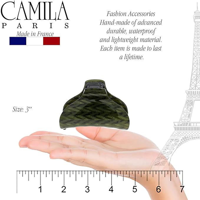 Camila Paris CP3260 French Hair Clip for Women for Long Curly Wavy Hair, Green, Girls Hair Claw Clips Jaw Fashion Styling Hair Accessories for Women, Strong Hold No Slip Grip, Made in France