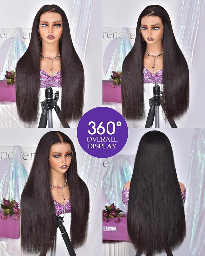 13x6 Lace Front Wigs Human Hair 180 Density Straight Transparent Lace Front Wigs Human Hair Pre Plucked Wigs for Women Glueless Wigs No Synthetic Blend Triple Lifespan 3X 22inch