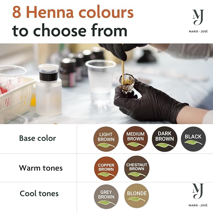 Marie-José Henna Dye - Professional Henna Tint for Spot Coloring - Covers Grey Hair - Root Touch Up - Good for 50 Applications (Copper Brown)