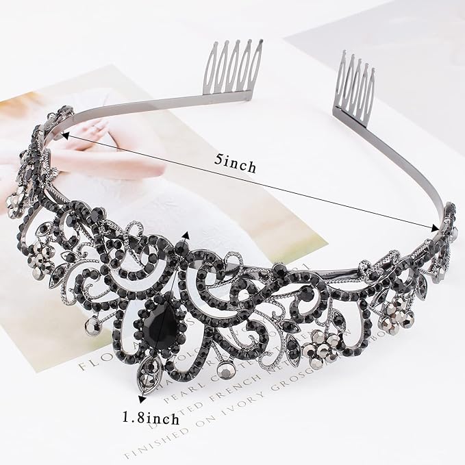 Didder Tiaras for Women, Black Crystal Crowns for Women Princess Crown Tiaras and Crowns for Women Girls Women's Headbands Halloween Christmas Bridal Wedding Prom Birthday Party Gift