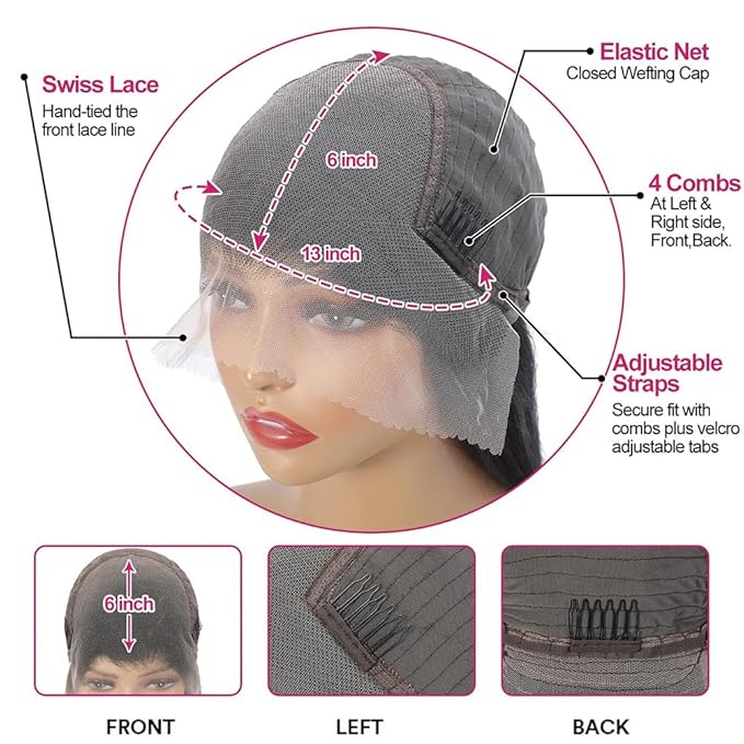 13x6 Body Wave Lace Front Wigs Human Hair Pre Plucked 13x6 HD Transparent Frontal Wigs Human Hair 200 Density Body Wave Glueless Human Hair Wig for Women 28 Inch