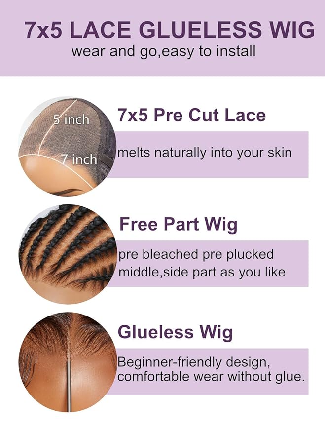 YIROO Burmese Bye Bye Knots Curly Wig Human Hair with Finger Coil Ends,Glueless Wig Human Hair Pre Plucked Pre Cut 7x5 Lace Front Wig Pre Bleached Wear and Go Beginner Friendly 150% Density 24Inch
