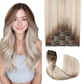 Pro2.0 Clip in Hair Extensions Real Human Hair 120g Thick 7pcs #8/60/18 Ash Brown to Ash Blonde Mix Platinum Remy Real Human Hair Extensions Clip ins 14inch Double Weft（#8/60/18-14inch）