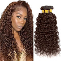 30 32 34 Inch Chocolate Brown Bundles Human Hair Color 4 Water Wave Bundles Niegmeag Virgin Remy Hair Extensions Double Weft Brown Wet and Wavy Bundle 150g