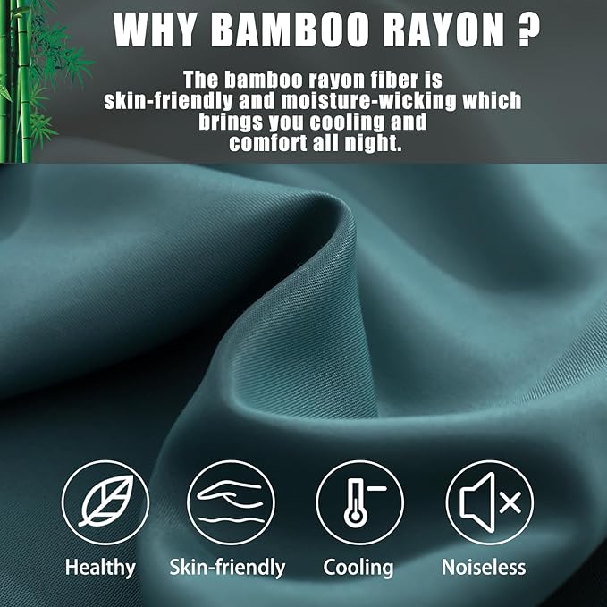 Body Cooling Pillow Cases Cover, Bamboo Rayon Pillowcases with Zipper Closure, Cool and Breathable Pillow Case for Hot Sleepers and Night Sweats, 20x54 inches, Teal