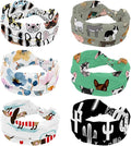 6 Pcs Stretchy Headbands for Women, Absorbed Sport Headband Soft Twist Knotted Headbands for Daily Life Yoga Workout, Dogs Collection Multi Animal
