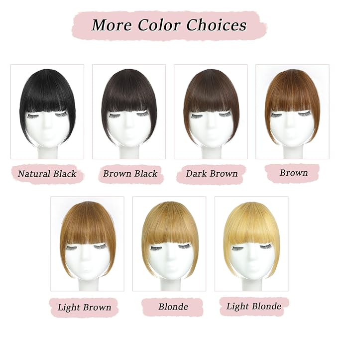 Clip in Bangs Real Human Hair Dark Brown French Bangs Fringe with Temples Thick Curtain Bangs Clip on Bangs Curved Fake Bangs Hairpieces for Women for Daily Wear