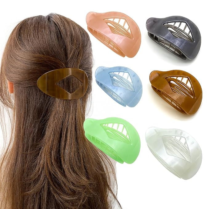 6 Pcs Flat Hair Clips for Women – Nonslip Duckbill Hair Clips, Strong Hold Styling Clips, Sectioning Duckbill Barrettes for Salon & Everyday Use (A)