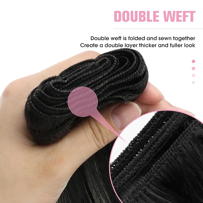 YoungSee 130G Weft Hair Extensions Ombre Black Sew in Hair Extensions Black Ombre Silver Blonde Balayage Sew in Hair Extensions Real Human Hair 24Inch