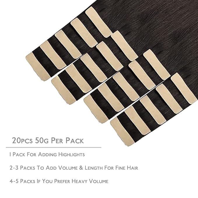 WENNALIFE Tape in Hair Extensions Human Hair, 20pcs 24 inch 50g Dark Brown to Chestnut Brown and Dirty Blonde Remy Tape Hair Extensions Real Human Hair Tape Extensions Coloured Hair Extensions