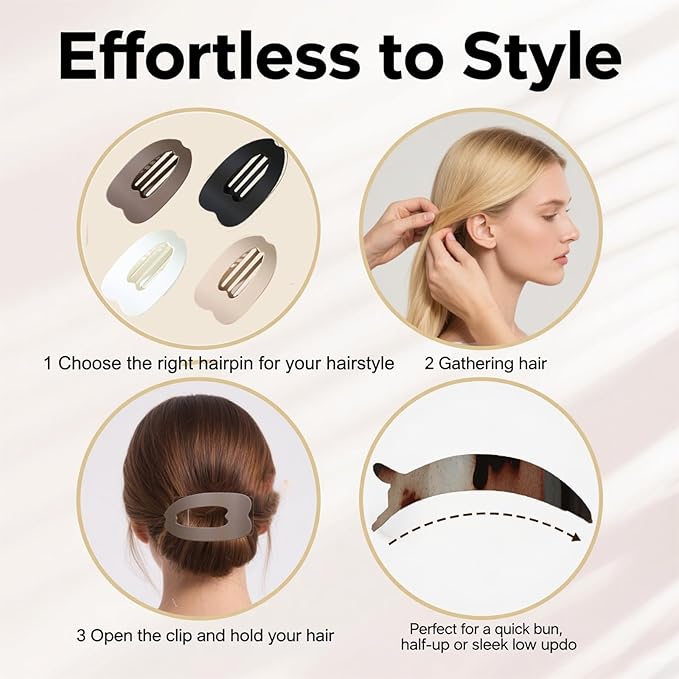 Large Flat Hair Clips for woman,4PCS French Flat Hair Claw Clips,Duckbill Hair Clips for Thick and Thin Hair,Matte No-Slip Hair Clip Strong Hold Barrettes (Multicolor)