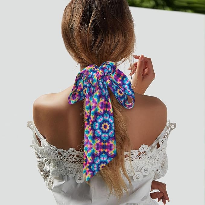 Headband Hair Band for Women Girls Lady, Colorful Tie Dye Art Fashion Neck Scarf Running Athletic Shower Sweat Band Headbands Long Make Up Wrap Hand Decor