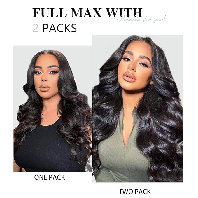 2 Pack 240g Body Wave Seamless Clip in Hair Extensions Real Human Hair 16Pcs Full Head 15A Remy Human Hair Clip ins with PU Skin Weft 18inch Natural Black