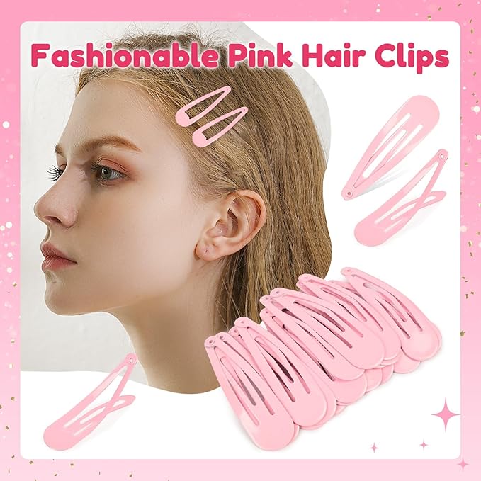 2 Inch Light Pink Hair Clips Barrettes Metal Snap Clips for Women Durable Water Drop Ideal Hair Accessories for Hairdressing Wedding and Everyday Use 20 pcs