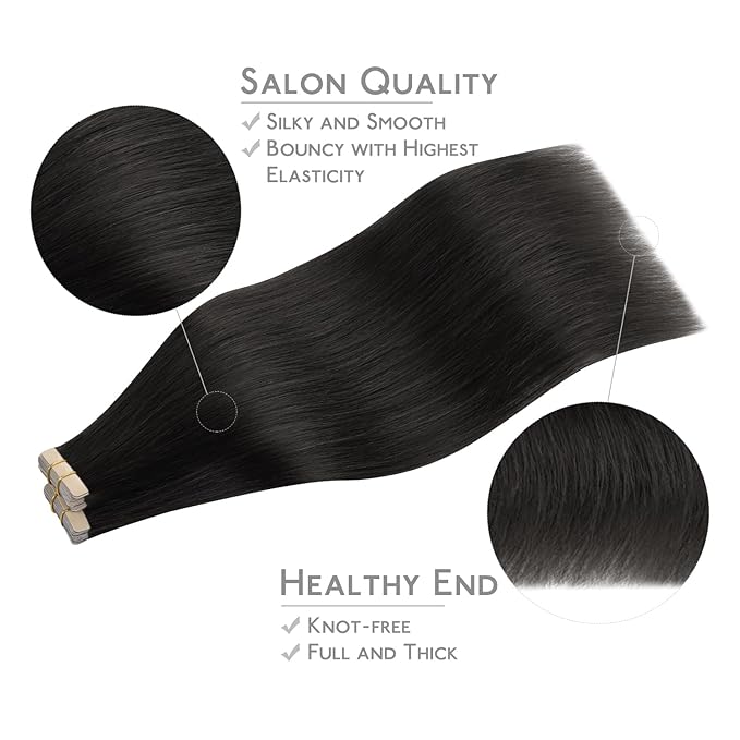 Wennalife Tape in Hair Extensions Human Hair,40pcs 120g 26 inch Natural Black Hair Extensions Real Human Hair Straight Tape in Extensions Invisible Human Hair Extensions Reusable Real Hair Extensions