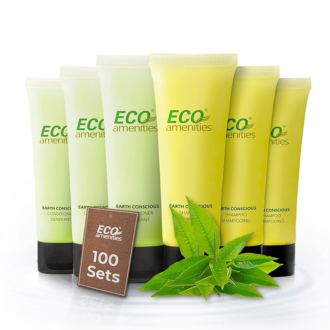 ECO amenities All-in-Kit 200pcs (100 Sets) 2-Piece Hotel Bulk Shampoo and Conditioner Set Per Case; Travel Size ToiletriesGuest Amenities