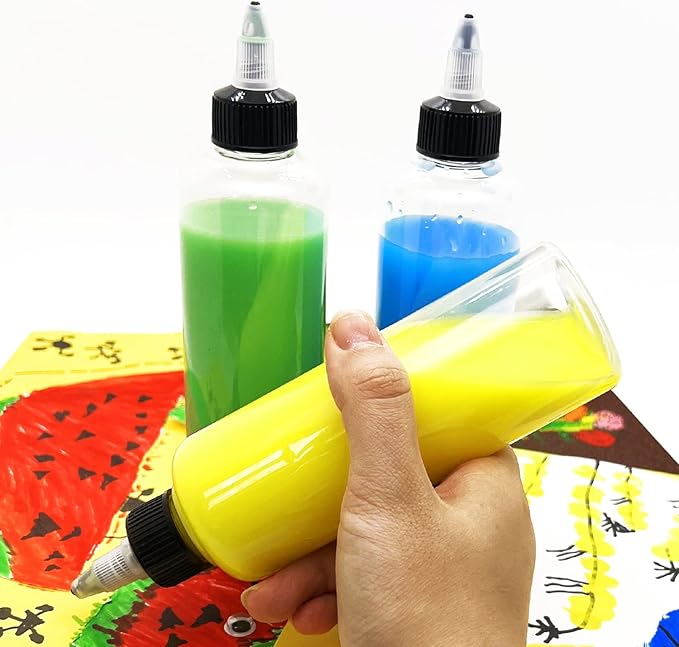 6 Pcs Dispensing Bottles, 4oz Plastic Boston Squeeze Bottles with Twist Top Cap