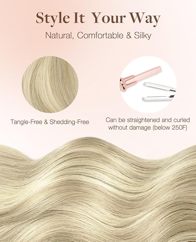 GOO GOO Invisi Edge Tape in Hair Extensions Human Hair, 18ET90A Natural Blonde Balayage 20pcs 18inch 50g, Virgin Remy Hair, Seamless Injected Tape, Natural Look