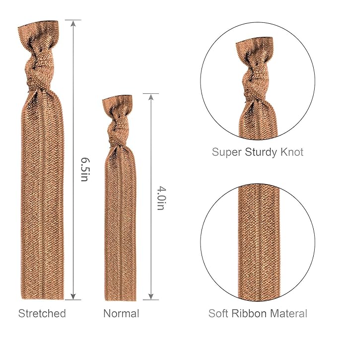 79STYLE 100pcs Neutral Color Elastic Ribbon Hair Ties No Crease Knotted Ponytail Holders Fabric Hair Ties For Women Fine Curly Hair (Neutral Colors)