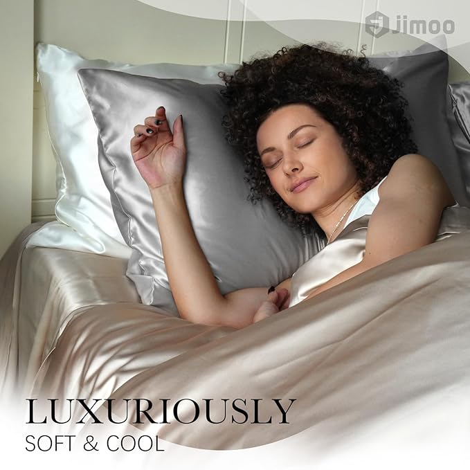 100% Mulberry Silk Pillowcase for Hair and Skin, 22 Momme Pure Natural Silk Pillow Case Both Sided with Zipper, Pillow Cover for Women Mom Men(Silver Grey, Queen 20''×30'', 1 Pack)