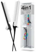 ColorBow Rat Tail Combs, Teasing Comb, Flat Iron Combs for women, Parting Combs for braiding hair, Hairstylist essentials for Highlights - balayage board hair combs for styling & cutting (2 Pack)