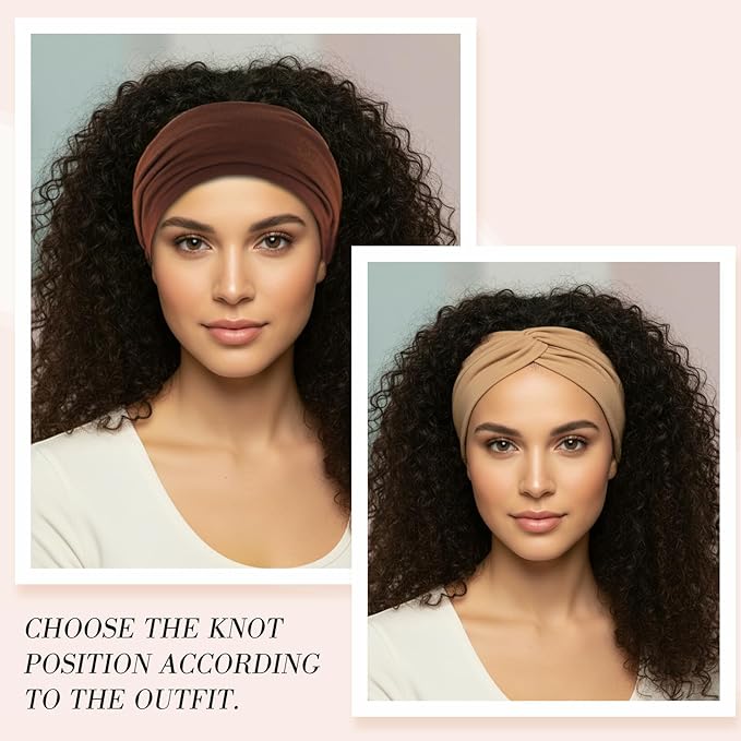 obeoby 6 Pcs Wide Headbands for Women, Twisted Hair Bands Large African Wide Hair Wrap Non Slip