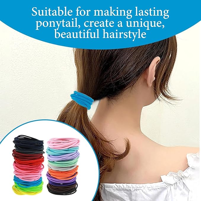 200 Pcs 2mm Elastic Hair Ties Colorful Rubber Bands For Hair Pony Ponytail Holders Hair Ties 2mm In 20 Colors Elastic Bands For Women, Girls, Medium To Thick And Curly Hair
