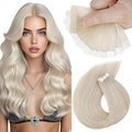 Sunny Hair Tape in Hair Extensions Real Human Hair Invisible Remy Hair Extensions Tape ins for Women White Blonde 22 inch 25G
