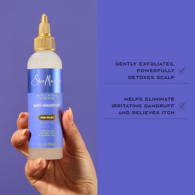 SheaMoisture Anti-Dandruff Pre-Wash Apple Cider Vinegar & Salicylic Acid To Gently Exfoliate & Remove Flakes System for a Healthier Scalp 4 oz