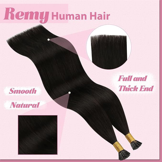 YoungSee I Tip Hair Extensions Human Hair Dark Brown 16 Inch Itips Hair Extensions Brown 80s 50g Invisible Tip Hair Extension Real Human Hair for Women Keratin Tip Extension
