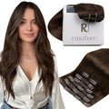RUNATURE Real Hair Extensions Clip Ins, Brown Clip in Hair Extensions Real Human Hair, 18 Inch 120g 7pcs Full Head Thick Remy Hair, Add Hair Volume #4 Chocolate Brown
