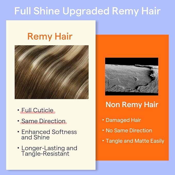Full Shine Human Hair Clip in Extensions Straight Seamless Hair Extensions Clip ins 14 Inch 7 Pcs Real Hair Extensions Clip in Human Hair Balayage Brown Ombre Blonde Mix Brown 120 G