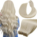 LaaVoo Tape in Hair Extensions Human Hair Bleach Blonde Invisible Tape Hair Extensions Real Human Hair Seamless 14 Inch 100g 40pcs