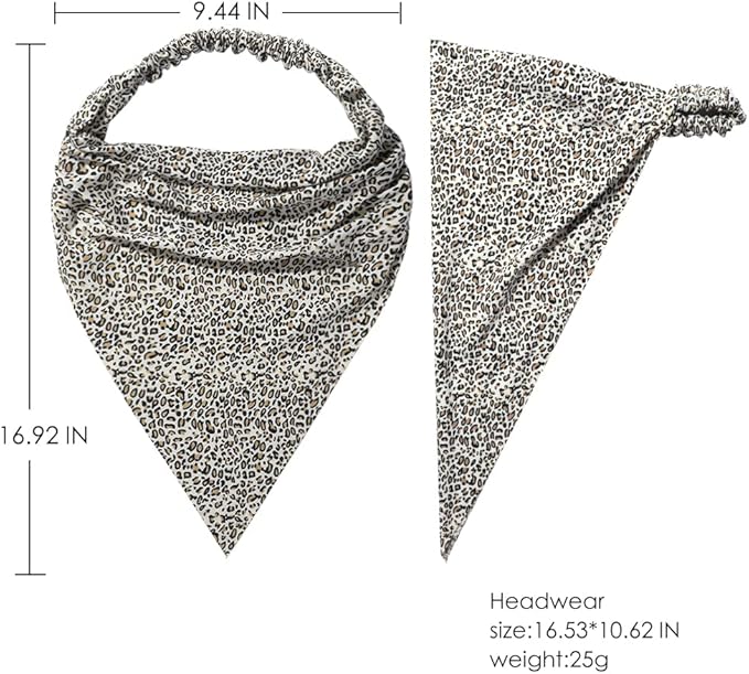 6 Pack Hair Scarf Headband for Women Elastic Bandana Head Scarf Large Boho Triangle Kerchief with Clips Non Slip Scarves