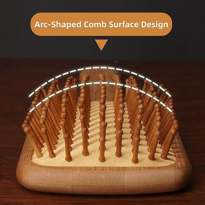 Lindale Wooden Hair Brush for Women Men, Natural Bamboo Detangler Paddle Hairbrush for Hair Growth Massaging Scalp, Reduces Static for Curly Hair with Ergonomic Handle Oval