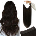 YoungSee Wire Human Hair Extensions Dark Brown Wire Hair Extensions Real Human Hair Straight Human Hair Fish Line Extensions Dark Brown 18Inch 80G