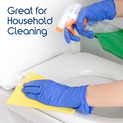 Inspire Black Nitrile Disposable Gloves | 4.5 Nitrile Safety Medical Exam Cooking Cleaning Disposable Black Gloves (Blue - Box of 100, XXL)