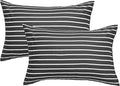 JELLYMONI 100% Natural Cotton Striped King Pillowcases Set, 2 Pack White and Black Stripes Pattern Printed Pillow Covers with Envelope Closure(Pillows are not Included)