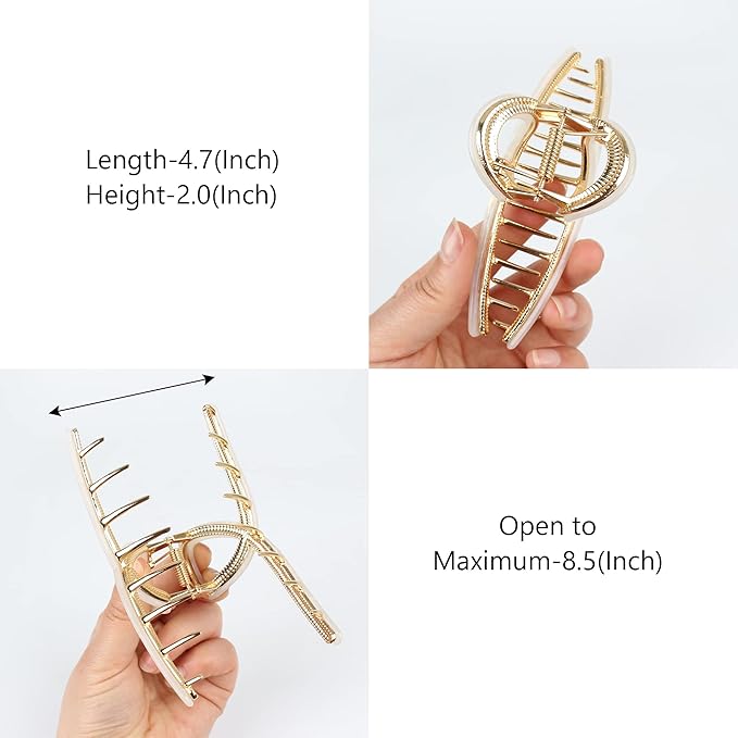 Big Hair Claw Clips Butterfly Hair Clips for Women 4.7" Large Acetate Metal Hair Claw Clip for Girls Hair Accessories for Long Thick Hair (Pearly White)