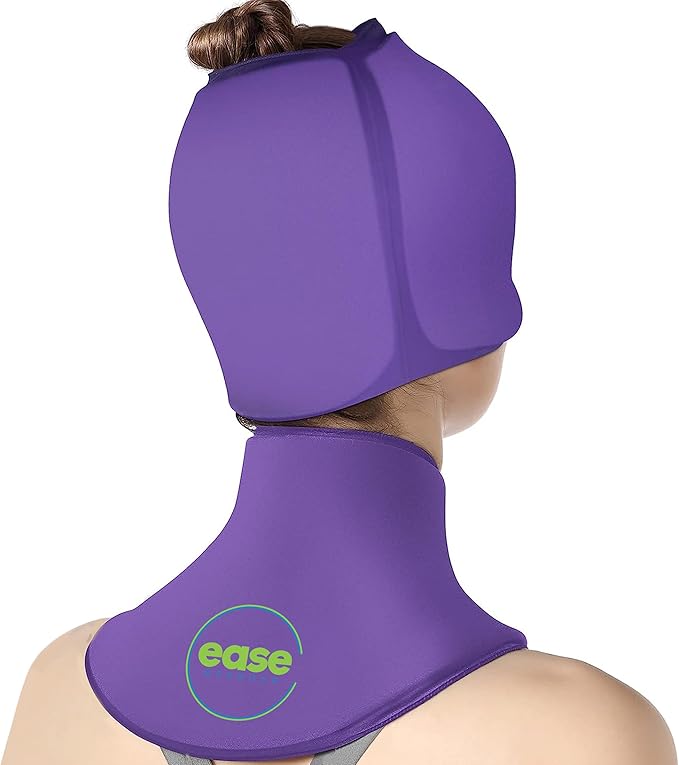 Migraine Relief Cap & Neck Ice Pack Wrap Set - Soothing Headache Relief Cap and Shoulder Cold Pack - Hot and Cold Compress Products for Head and Cervical - Stress, Hangover & Puffy Eyes