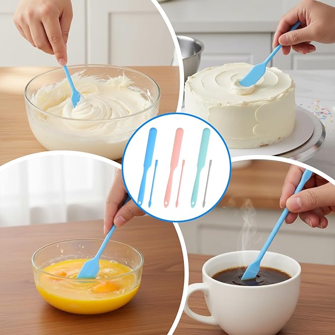 6PCS Non-Stick Wax Spatulas Set, Reusable Silicone Spatula Waxing Applicator for Hair Removal Body Home Salon Use (Pink Blue Gray Green)