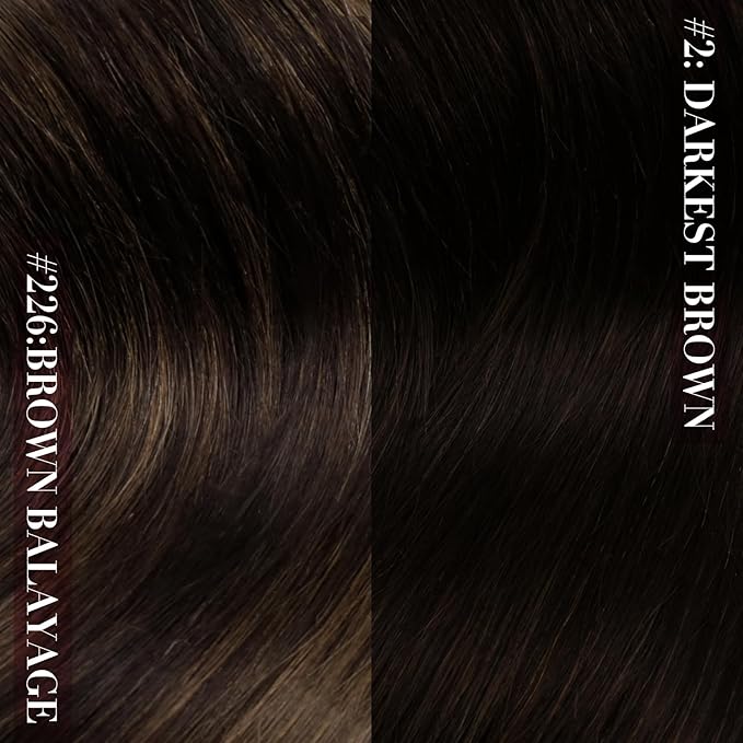 YoungSee Balayage Clip in Hair Extensions Dark Brown Human Hair Clip in Extensions Balayage Dark Brown Mix Medium Brown Hair Extension Clip ins Short Hair 85G 7Pcs 12Inch