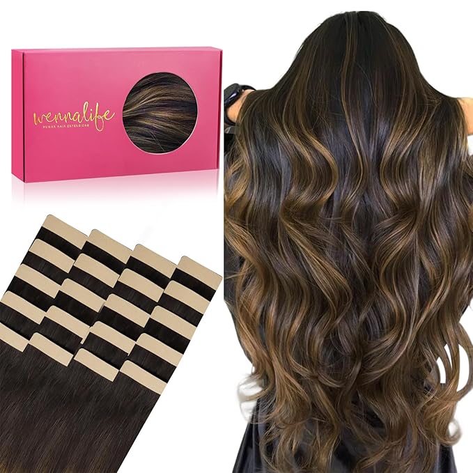 WENNALIFE Tape in Hair Extensions Human Hair, Remy Hair Extensions Straight Human Hair Tape in Extensions Skin Weft Extensions