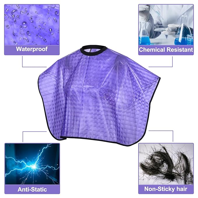 Zhanmai 4 Pieces Hair Color Shampoo Cape for Salons Waterproof Hair Washing Capes Makeup Beauty Salon Apron for Barber (Purple)