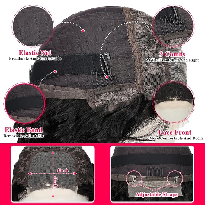 SOSATISFY Deep Wave Lace Front Wigs Human Hair 4x4 HD Transparent Lace Closure Wigs Glueless 180% Density Human Wigs for Black Women Pre Plucked with Baby Hair (24 inch)