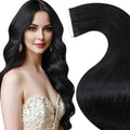 LaaVoo Hair Extensions Tape in Black Tape in Extensions Real Human Hair Tape on Hair Extensions Seamless 20inch 50g 20pcs