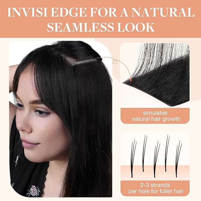 GOO GOO Invisi Edge Tape in Hair Extensions Human Hair, 1B Natural black, 10pcs 18inch 25g, Virgin Remy Hair, Seamless Injected Tape, Natural Look