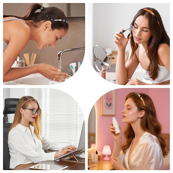 6 Pack No Pressure Headbands for Glasses Wearers - Flexible Non-Slip Hairbands, Matte Plastic with Teeth, for Women & Girls, Comfortable No Pressure, Ideal for Daily Use, Makeup & More