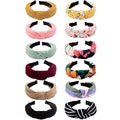 VELSCRUN 12 Pcs Womens Headbands Knotted Headbands for Women Wide Headband Boho Bandeau Knot Turban Headband Hair Band Elastic Hair Accessories for Women